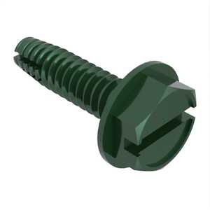 #10 X 1/2" Long, Indented Hex Washer Head, Type F Thread Cutting Screw, Slotted, Steel, Zinc Green Trivalent. Specification - ASME B18.6.3