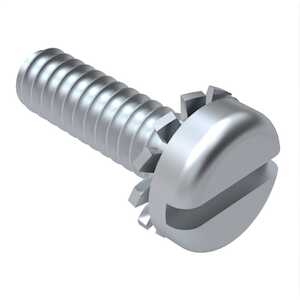 1/4"-20 X 1" L, Slotted, Pan Head SEMS Machine Screw, External-Tooth Lock Washer, Steel, Zinc Clear Trivalent/48 Hr .0002 Thick. Specification - ASME B18.13