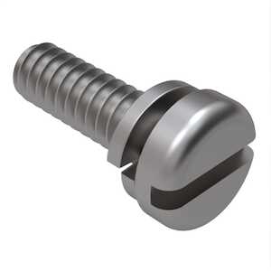10-32 X 1/2" L, Slotted, Pan Head SEMS Machine Screw, Split Lock Washer, Stainless Steel, Passivated. Specification - ASME B18.13