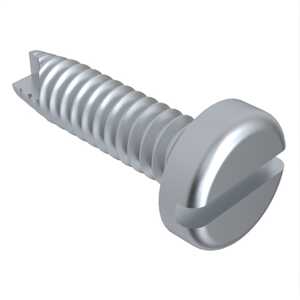 #10 X 1-1/4" Long, Pan Head, Type 23 Thread Cutting Screw, Slotted, Steel, Zinc Clear Trivalent. Specification - ASME B18.6.3