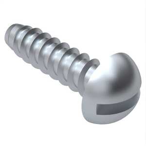 #10 X 1" Long, Round Head, Type B Tapping Screw, Slotted, Steel, Zinc Clear Trivalent. Specification - ASME B18.6.3