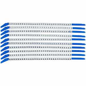 Brady ClipSleeve 0 to 9 Wire Markers, 10 Wands/Pack, 14 AWG, Maximum Wire Dia .1"