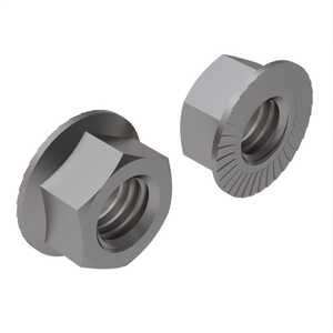 1/2" - 13 Serrated Flange Locknut, 3/4" W, 7/16" H, Stainless Steel