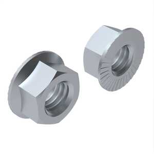 1/2" - 13 Serrated Flange Locknut, 3/4" W, 7/16" H, Steel, Zinc Clear