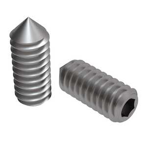 0-80 X 1/16" Long, Cone Point, Socket Set Screw. Hex Drive, Stainless Steel. Specification - ASME B18.3