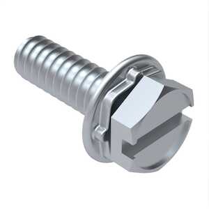 1/4"-20 X 1" L, Slotted, Indented Hex Washer Head SEMS Machine Screw, Square Cone Lock Washer, Steel, Zinc Clear Trivalent/48 Hr .0002 Thick. Screw Per ASME B18.6.3