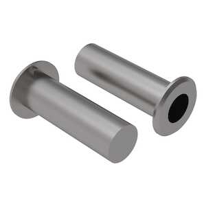 Flat Head Blind Rivet Nut, 1/4"-20 Thread Size, .332" Body Dia., .080 - .140" Grip Range, Keyed Closed End, 430 Stainless Steel, Passivated