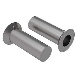 Countersunk Head Blind Rivet Nut, 1/2"-13 Thread Size, 5/8" Body Dia., .226 - .326" Grip Range, Keyed Closed End, 430 Stainless Steel, Passivated