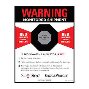 SpotSee ShockWatch 2 Companion Label, 5.75" W x 8.75" L