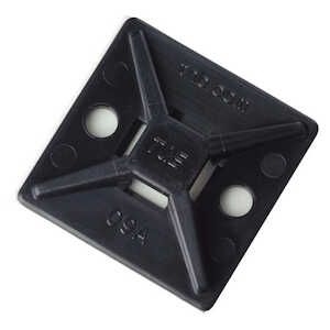 Catamount Cable Tie Mount, Black Nylon 6.6 Max Temp 70°C (158°F), .75 x .75", Acrylic Adhesive, 100 Pack
