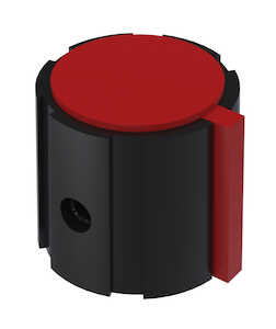 Keystone Two-Shot Instrument Knob, .61" Dia., Black/Red