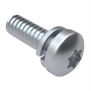 10-32 X 1/2" L, Torx, Pan Head, SEMS Machine Screw, Split Lock Washer, Steel, Zinc Clear Trivalent. Specification - ASME B18.13