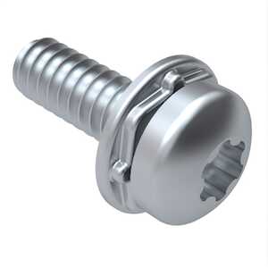 Stanley 6-32 X 1/2" L, Torx Plus, Pan Head SEMS Machine Screw, Crest Cup Washer, Steel, Zinc Clear Trivalent