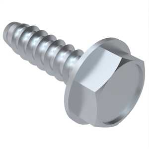 #10 X 1" Long, Indented Hex Washer Head, Type B Tapping Screw, Hex, Steel, Zinc Clear Trivalent.
