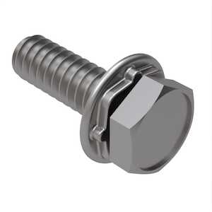 1/4" - 20 X 1-1/4" L, Unslotted, Indented Hex Head SEMS Machine Screw, Square Cone Lock Washer, Stainless Steel, Passivated. Screw Per ASME B18.6.3