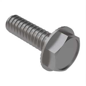 1/2" - 13 X 1-1/4" Long, Hex Drive, Serrated Indented Hex Washer Head, Machine Screw, Stainless Steel.