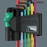Wera Tools 967/9 TX BO Multicolour 1 SB L-Key Set for Tamper-proof TORX Screws, BlackLaser, 9 Pieces