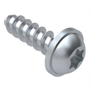 M1.4 X 6mm Long, Round Washer Head PT Screw, Torx, Steel, Zinc Clear Trivalent