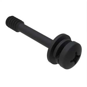 6-32 X 1/2" L, Phillips, Captivated Pan Head SEMS Machine Screw, Flat & Split Lock Washers, Stainless Steel, Black Oxide, Flat Washer O.D. .320"