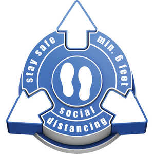 Brady 6 FT SOCIAL DISTANCING 3D Outdoor Floor Sign, Aluminum, 24" H x 22" W, White on Blue - OBSOLETE