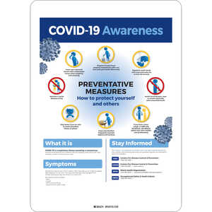 Brady COVID-19 Awareness Sign, Aluminum, Multi-Color on White