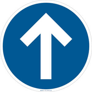 Brady ARROW Floor Sign, Vinyl, 17", Blue on White - OBSOLETE