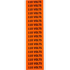 Brady 110 VOLTS Labels, .5" H x 2.25" W, Card of 18 Labels