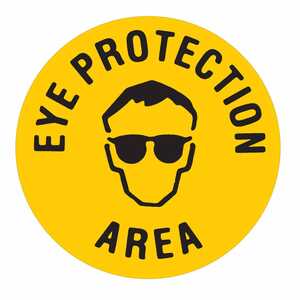 Brady Anti-Slip Eye Protection Area Floor Sign, 17" Dia x .012" D, Vinyl, Black on Yellow