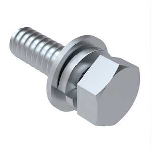 1/4"-28 X 7/8" L, SEMS Hex Head Cap Screw, Flat & Split Lock Washers, Steel, Zinc Clear Trivalent