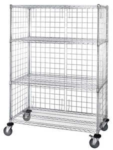 Quantum Storage Enclosure Cart, Steel, Chrome Plated, 36" L x 24" W x 69" H