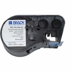 Brady BMP51 BMP53 BMP41 PermaSleeve Polyolefin Wire Marking Sleeves, .187 " Dia x 7' L, Black on Yellow - OBSOLETE