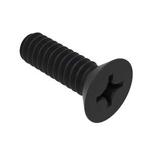 0-80 X 1/8" Long, Phillips, Undercut 82 Degree Flat Head, Stainless Steel, Machine Screw. Black Oxide.