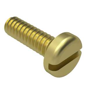 #10-32 x 3/8" Long, Slotted Pan Head Machine Screw, Brass - MS35230-61