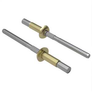 1/4" Nominal Dia., Protruding Head, Blind Rivet, Full Serrated Stem, A286 Stainless Steel, Cadmium, Grip Range .188 - .250"