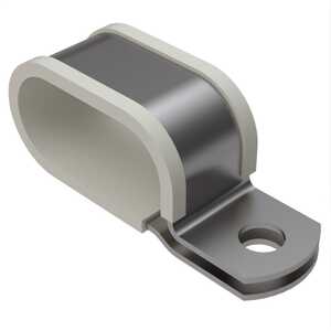 0.204" Elongated Cushion Clamp, 2 Wires, 1-1/4" Max Bundle Dia, Stainless Steel, White. NAS1714C2-20K