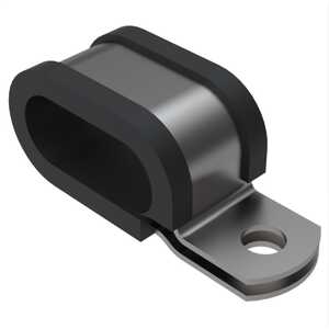 0.204" Elongated Cushion Clamp, 2 Wires, 1/2" Max Bundle Dia, Stainless Steel, Black. NAS1714C2-8SW