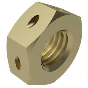 1-1/2"-12 Drilled Hex Jam Nut. 2" W X 5/8" H, A286 Stainless Steel. NAS509-24C