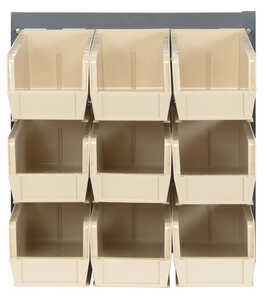 Quantum Storage Louvered Panel, Wall Mounted, Cold-Rolled Steel, Grey, 18" L x 19" H x 11" D, 16 Ivory Bins