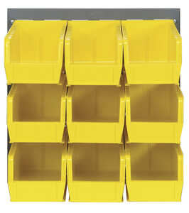 Quantum Storage Louvered Panel, Wall Mounted, Cold-Rolled Steel, Grey, 18" L x 19" H x 11" D, 16 Yellow Bins