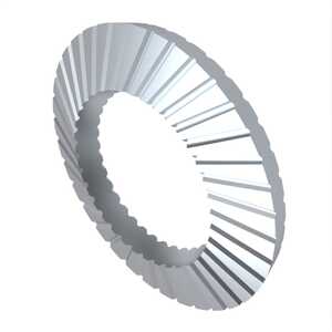 M10 Ribbed Lock Washer, 10.5mm ID, 16mm OD, 1mm Thickness, Steel, Zinc Clear Trivalent.