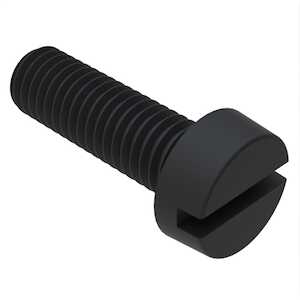Essentra M10 X 16mm Long, Slotted, Cheese Head Machine Screw, Nylon, Black