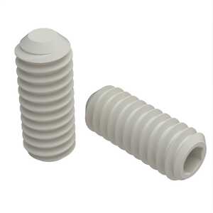 Essentra 1/2"-13 Hex Head Set Screw, Flat Point, 1" L, Nylon, Natural