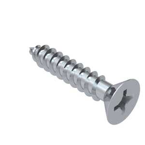 #10 X 1" Long, Flat 82° Head, Type A Tapping Screw, Phillips, Steel, Zinc Clear Trivalent. Specification - ASME B18.6.3