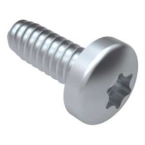 1" - 64 X 1/4" Long, Pan Head Taptite Screw, Torx, Steel, Zinc Clear Trivalent, Specification - Head per ASME B18.6.3