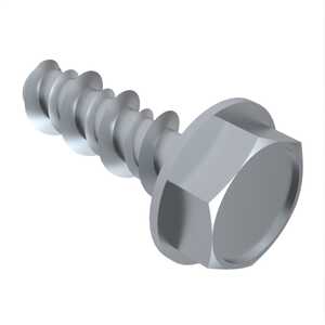 #10 X 1/2" Long, Hex Washer Head Hi-Low Screw, Unslotted, Steel, Zinc Clear Trivalent