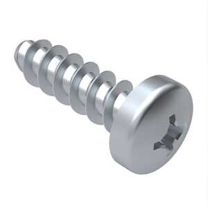 M1.4 X 4mm Long, Pan Head PT Screw, Phillips, Steel, Zinc Clear Trivalent