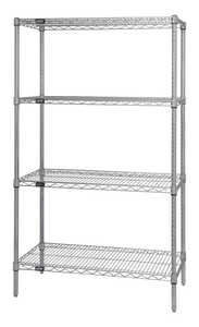 Quantum Storage Wire Shelving Unit, Steel, Chrome Plated, 36" L x 18" W x 63" H